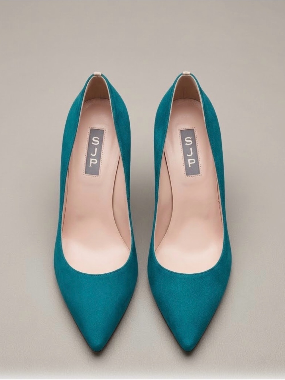 SJP Teal Suede Fawn Pointed-Toe Stiletto Pumps - Size 8
